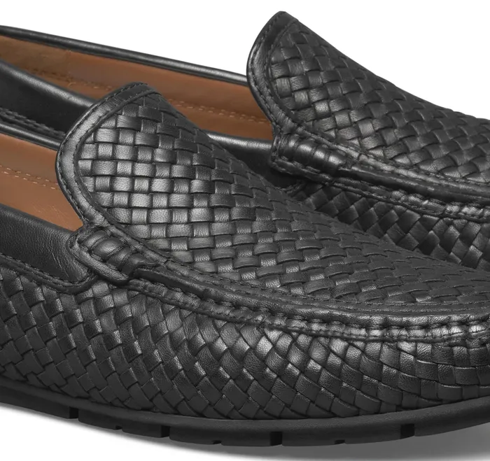 Johnston and Murphy SlipOns and Loafers Men Baldwin Driver Woven SlipOn Loafer Black Sheepskin Johnston and Murphy SlipOns and Loafers Men Baldwin Driver Woven SlipOn Loafer Black Sheepskin