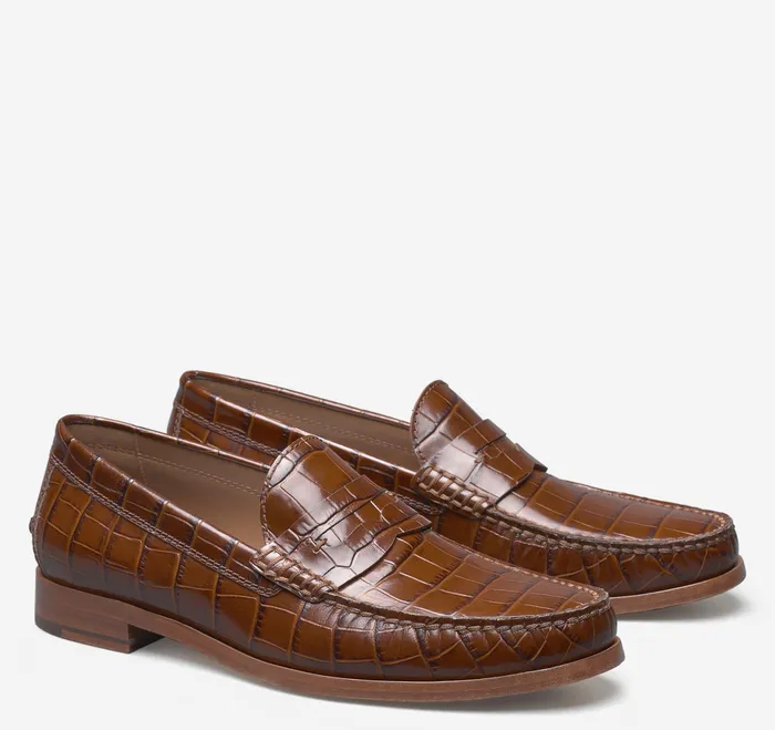 Johnston and Murphy SlipOns and Loafers Men Baldwin Penny Loafer Mahogany Crocembossed Calfskin Johnston and Murphy SlipOns and Loafers Men Baldwin Penny Loafer Mahogany Crocembossed Calfskin