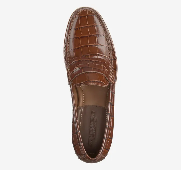 Johnston and Murphy SlipOns and Loafers Men Baldwin Penny Loafer Mahogany Crocembossed Calfskin Johnston and Murphy SlipOns and Loafers Men Baldwin Penny Loafer Mahogany Crocembossed Calfskin