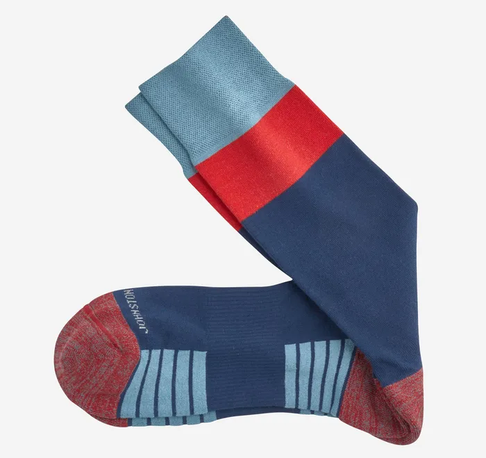 Johnston and Murphy Socks Men First In Comfort Block Stripe Socks Blue