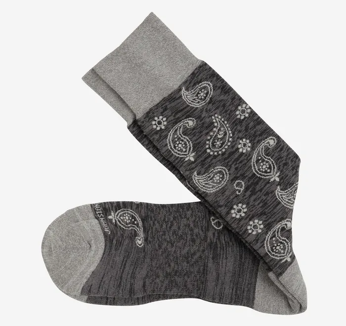Johnston and Murphy Socks Men First In Comfort Socks Charcoal Paisley