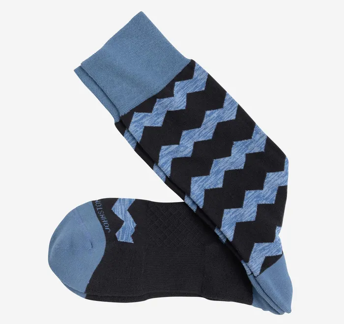 Johnston and Murphy Socks Men First In Comfort Socks Navy Zigzag