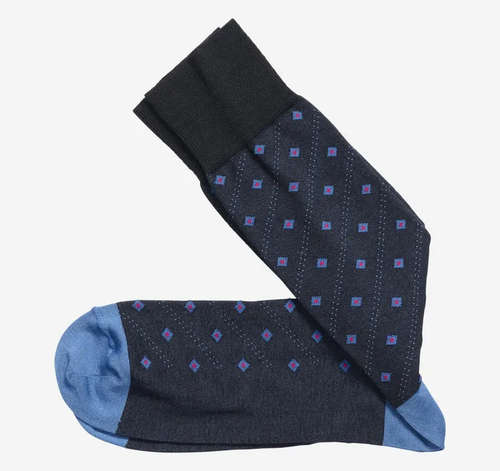 Johnston and Murphy Socks Men Floating Diamonds Socks Navy