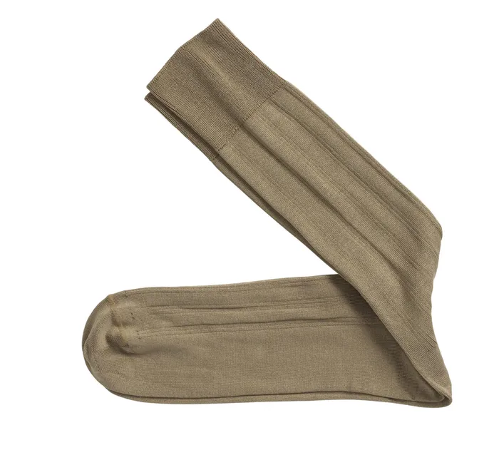 Johnston and Murphy Socks Men Pima Cotton Ribbed Socks Tan