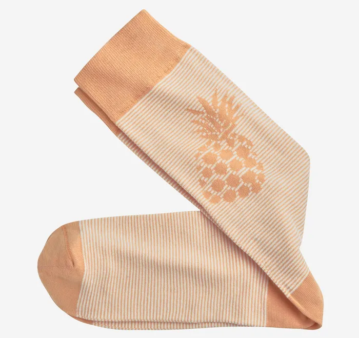 Johnston and Murphy Socks Men Striped Socks Orange Pineapple