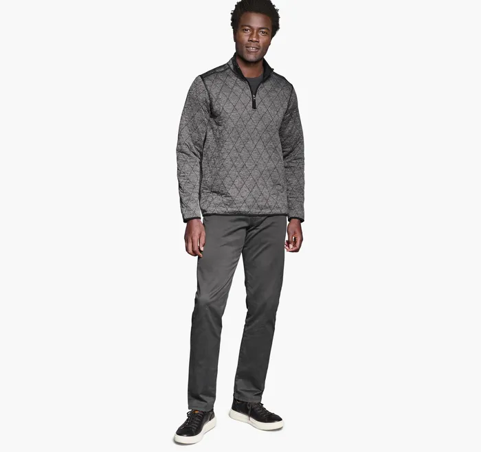Johnston and Murphy Sweaters and Knits Men Diamond Quilt QuarterZip Charcoal Heather Johnston and Murphy Sweaters and Knits Men Diamond Quilt QuarterZip Charcoal Heather