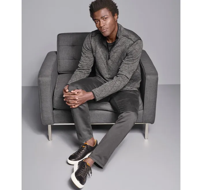 Johnston and Murphy Sweaters and Knits Men Diamond Quilt QuarterZip Charcoal Heather Johnston and Murphy Sweaters and Knits Men Diamond Quilt QuarterZip Charcoal Heather