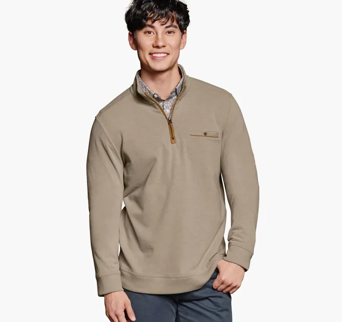 Johnston and Murphy Sweaters and Knits Men Knit QuarterZip Oatmeal