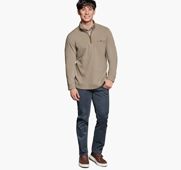 Johnston and Murphy Sweaters and Knits Men Knit QuarterZip Oatmeal