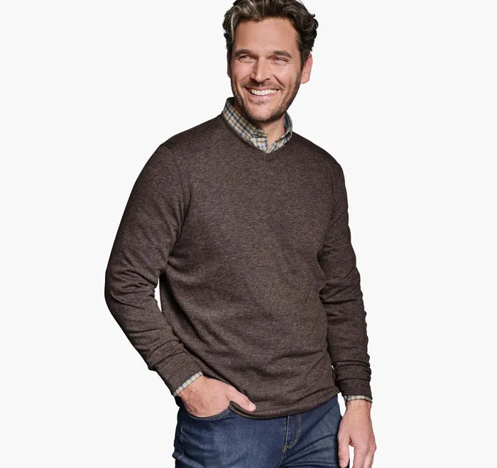 Johnston and Murphy Sweaters and Knits Men Knit VNeck Dark Brown