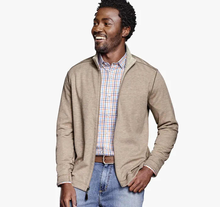 Johnston and Murphy Sweaters and Knits Men Reversible FullZip Oatmealgray