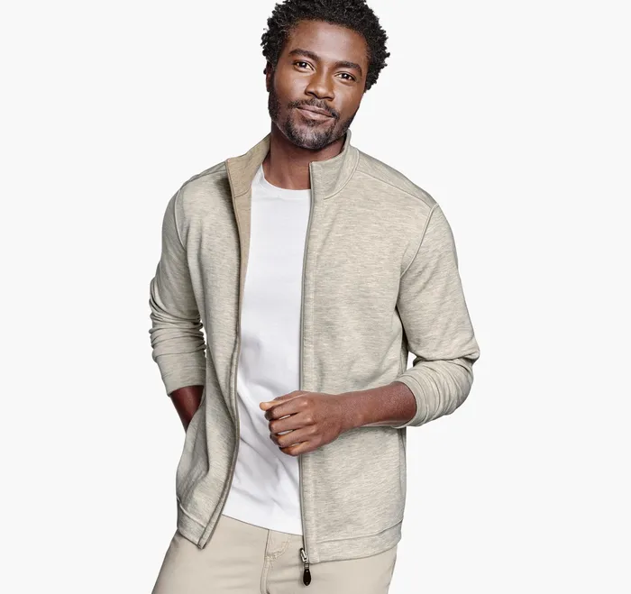 Johnston and Murphy Sweaters and Knits Men Reversible FullZip Oatmealgray