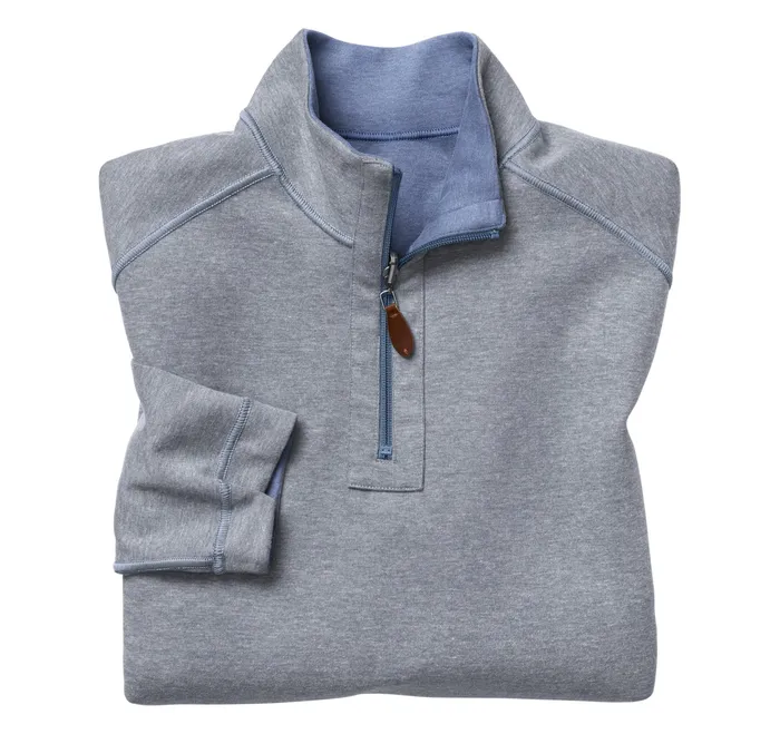 Johnston and Murphy Sweaters and Knits Men Reversible Solid QuarterZip Bluelight Gray Johnston and Murphy Sweaters and Knits Men Reversible Solid QuarterZip Bluelight Gray