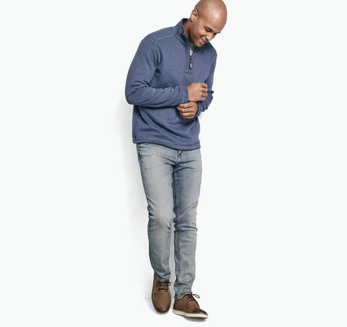 Johnston and Murphy Sweaters and Knits Men Reversible Solid QuarterZip Bluelight Gray Johnston and Murphy Sweaters and Knits Men Reversible Solid QuarterZip Bluelight Gray