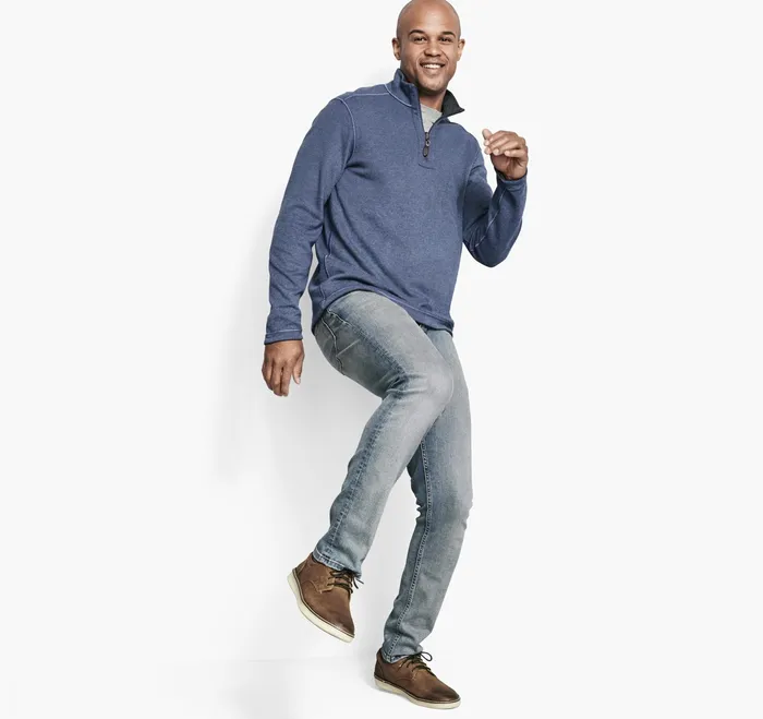 Johnston and Murphy Sweaters and Knits Men Reversible Solid QuarterZip Bluelight Gray Johnston and Murphy Sweaters and Knits Men Reversible Solid QuarterZip Bluelight Gray