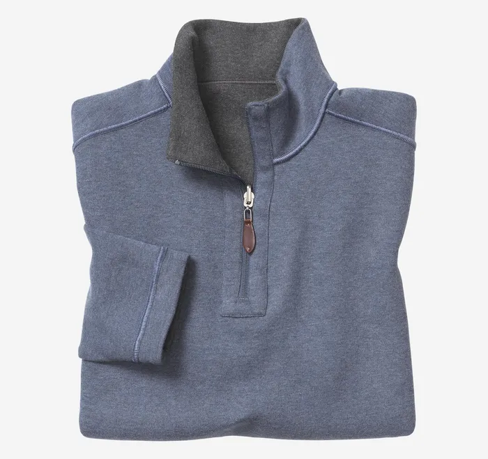 Johnston and Murphy Sweaters and Knits Men Reversible Solid QuarterZip Charcoalblue Johnston and Murphy Sweaters and Knits Men Reversible Solid QuarterZip Charcoalblue
