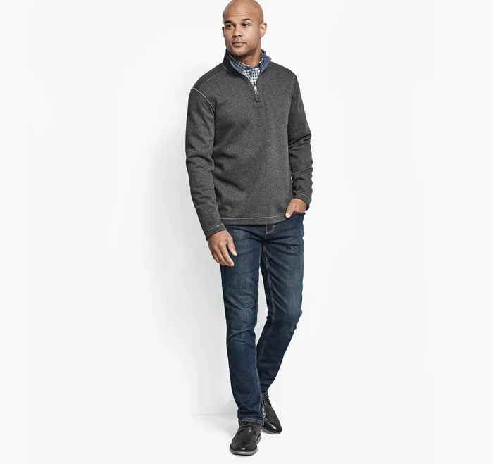 Johnston and Murphy Sweaters and Knits Men Reversible Solid QuarterZip Charcoalblue Johnston and Murphy Sweaters and Knits Men Reversible Solid QuarterZip Charcoalblue