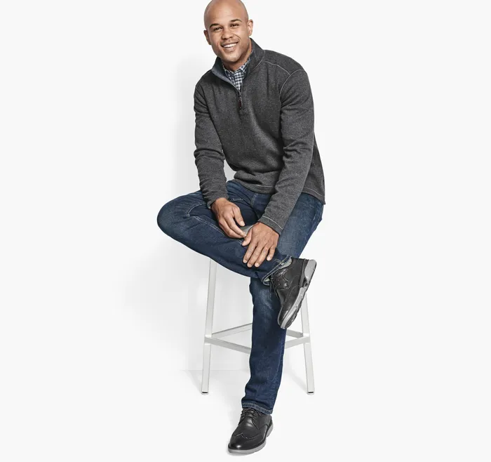Johnston and Murphy Sweaters and Knits Men Reversible Solid QuarterZip Charcoalblue Johnston and Murphy Sweaters and Knits Men Reversible Solid QuarterZip Charcoalblue