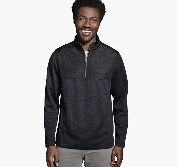 Johnston and Murphy Sweaters and Knits Men Xc4 Quilted QuarterZip Black