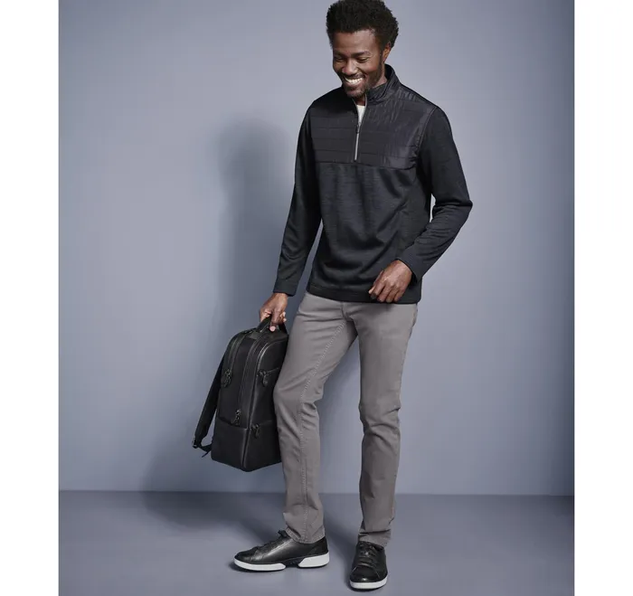 Johnston and Murphy Sweaters and Knits Men Xc4 Quilted QuarterZip Black