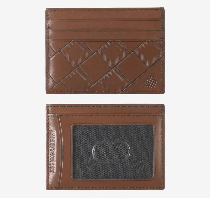 Johnston and Murphy Wallets MenBags and Leather Goods Hudson Basketweave Weekender Case Brown