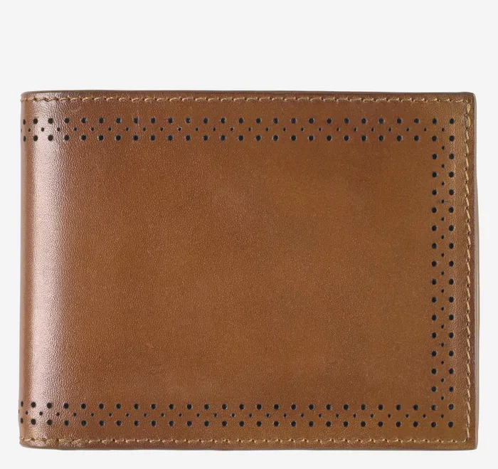 Johnston and Murphy Wallets MenBags and Leather Goods Hudson Perforated Billfold Brown Burnished Johnston and Murphy Wallets MenBags and Leather Goods Hudson Perforated Billfold Brown Burnished