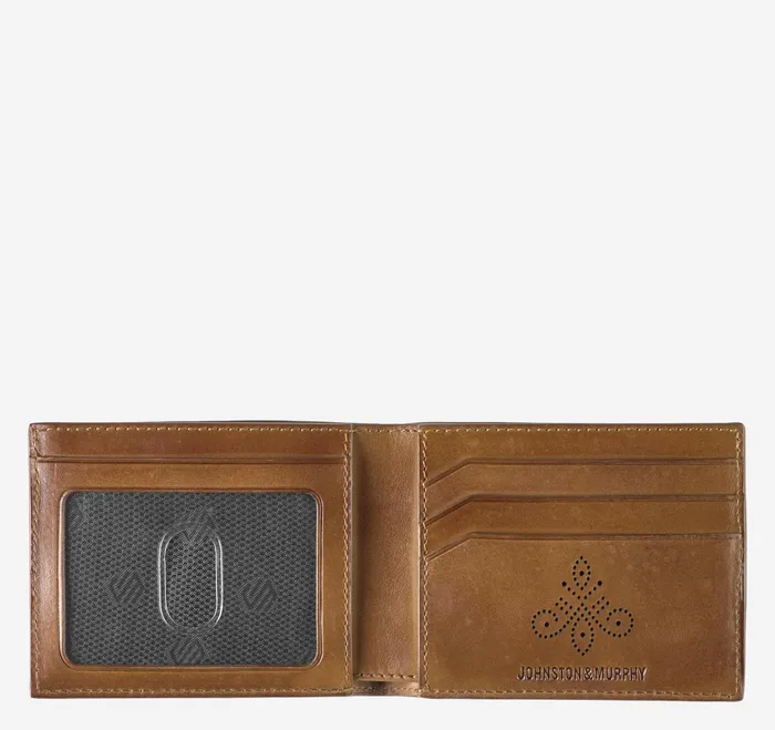 Johnston and Murphy Wallets MenBags and Leather Goods Hudson Perforated Billfold Brown Burnished Johnston and Murphy Wallets MenBags and Leather Goods Hudson Perforated Billfold Brown Burnished