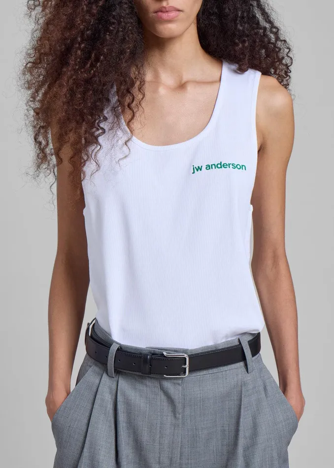 JW Anderson Chest Logo Embroidery Vest 8211 White Women The Frankie Shop Clothing