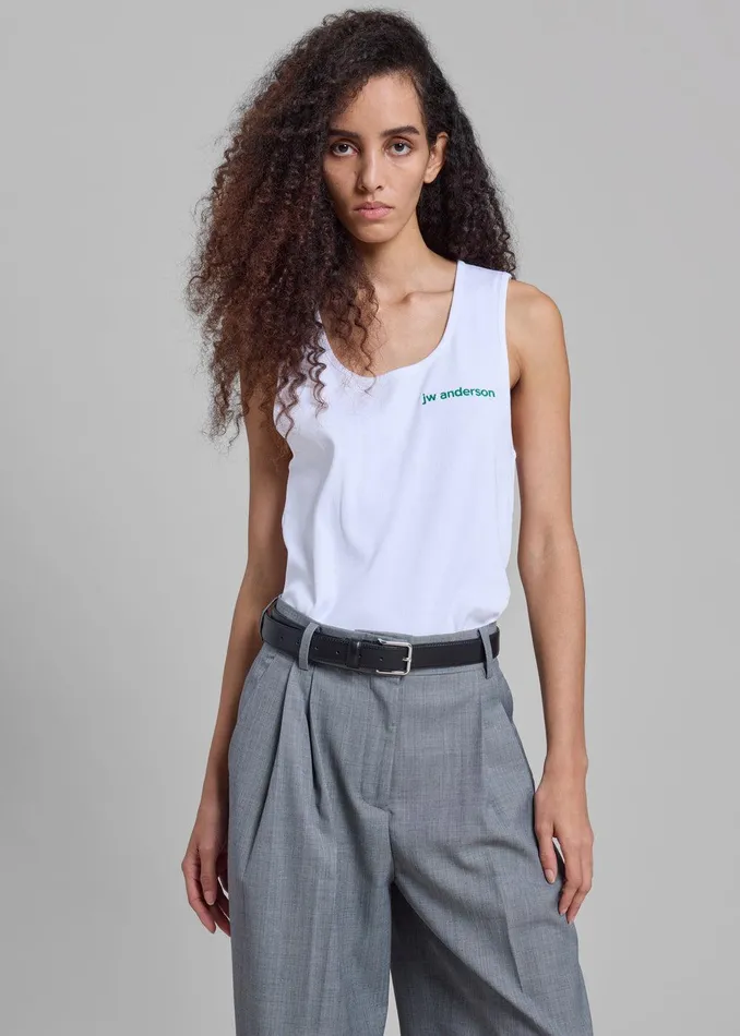 JW Anderson Chest Logo Embroidery Vest 8211 White Women The Frankie Shop Clothing