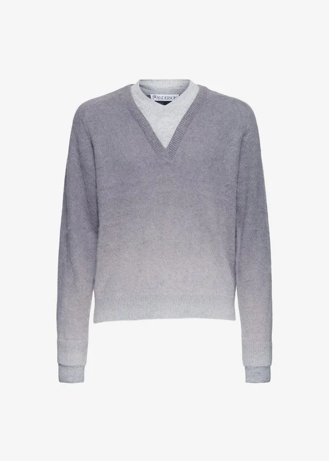 JW Anderson VNeck Gradient Jumper 8211 Dark Grey Women The Frankie Shop Clothing