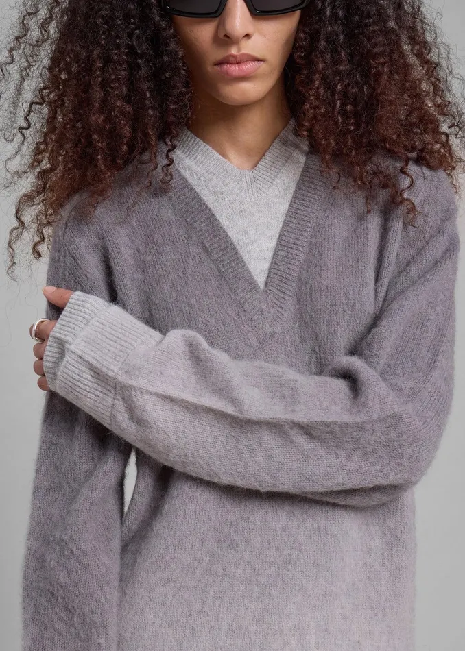 JW Anderson VNeck Gradient Jumper 8211 Dark Grey Women The Frankie Shop Clothing