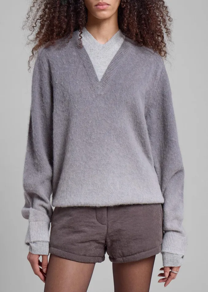 JW Anderson VNeck Gradient Jumper 8211 Dark Grey Women The Frankie Shop Clothing