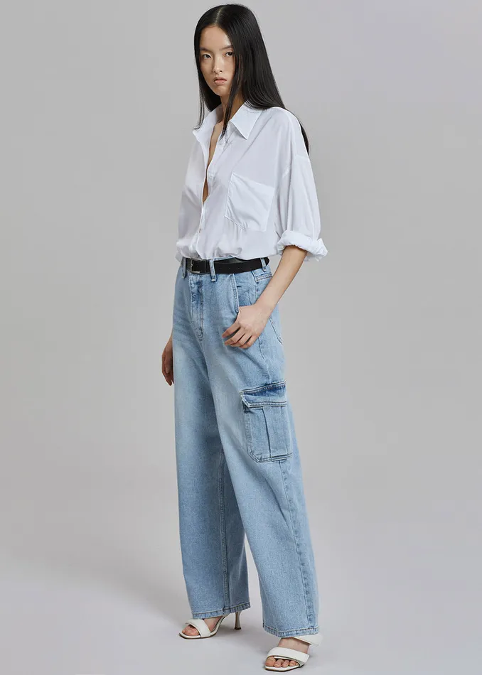 Kai Cargo Denim Pants 8211 Worn Wash Women The Frankie Shop Clothing