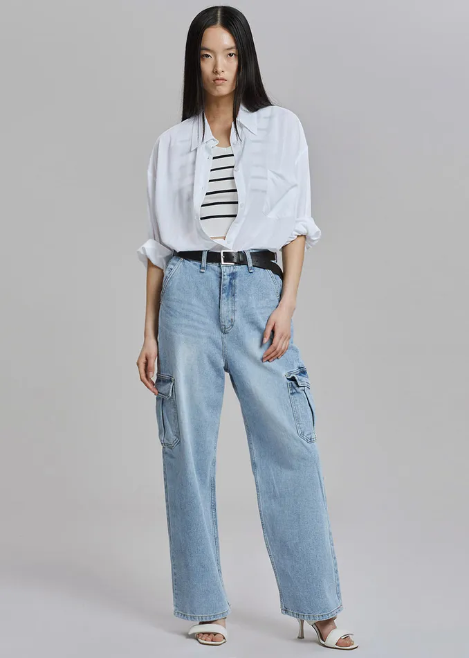 Kai Cargo Denim Pants 8211 Worn Wash Women The Frankie Shop Clothing