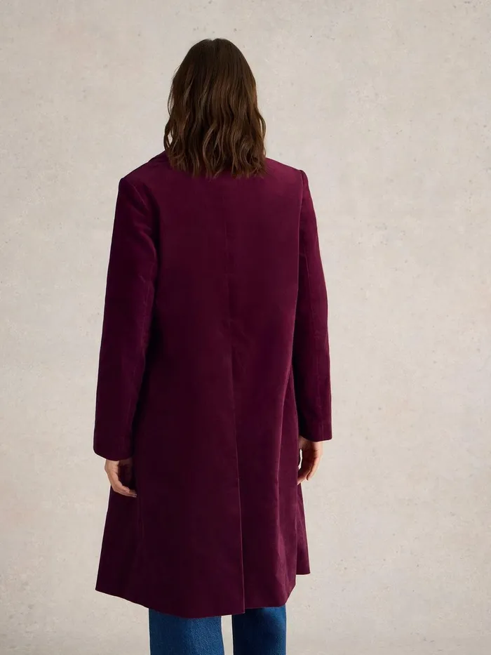 Kamila Velvet Coat Dk Plum Women White Stuff Coats and Jackets Kamila Velvet Coat Dk Plum Women White Stuff Coats and Jackets