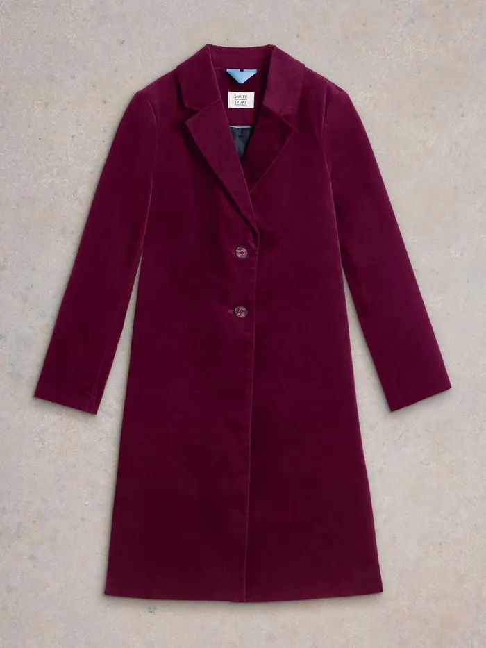 Kamila Velvet Coat Dk Plum Women White Stuff Coats and Jackets Kamila Velvet Coat Dk Plum Women White Stuff Coats and Jackets