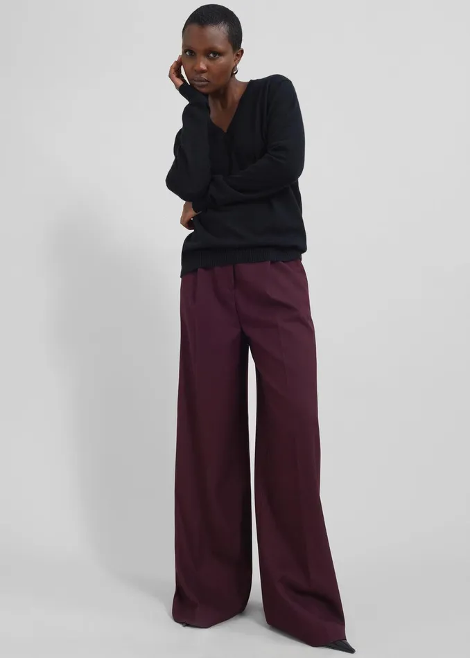 Kamila Wide Leg Trousers 8211 Burgundy Women The Frankie Shop Clothing