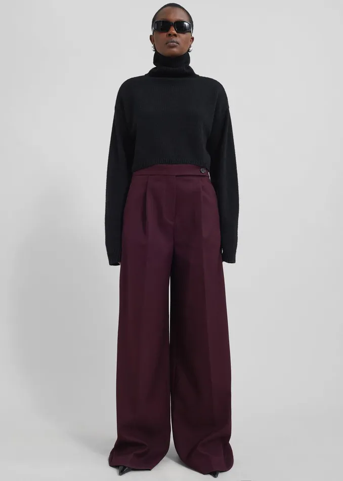 Kamila Wide Leg Trousers 8211 Burgundy Women The Frankie Shop Clothing
