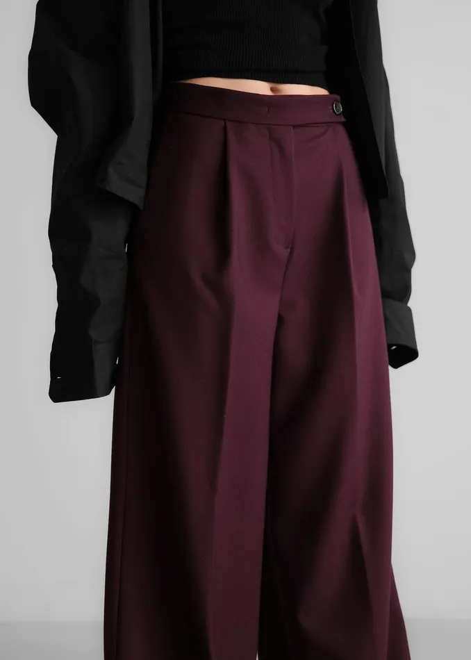 Kamila Wide Leg Trousers 8211 Burgundy Women The Frankie Shop Clothing