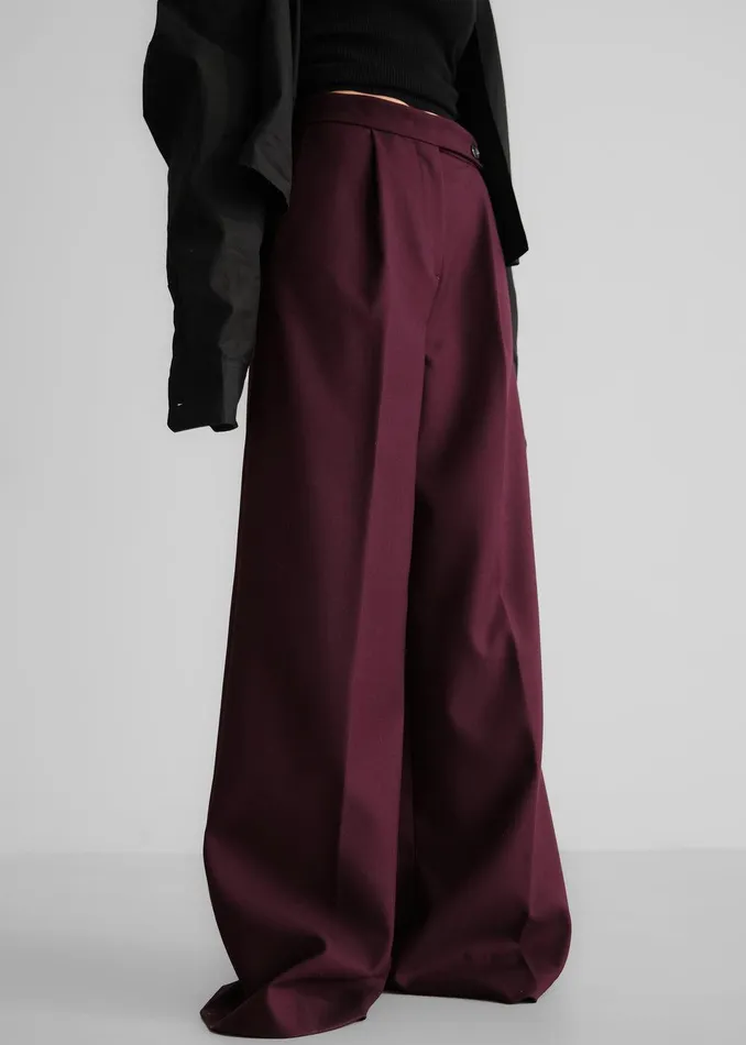 Kamila Wide Leg Trousers 8211 Burgundy Women The Frankie Shop Clothing