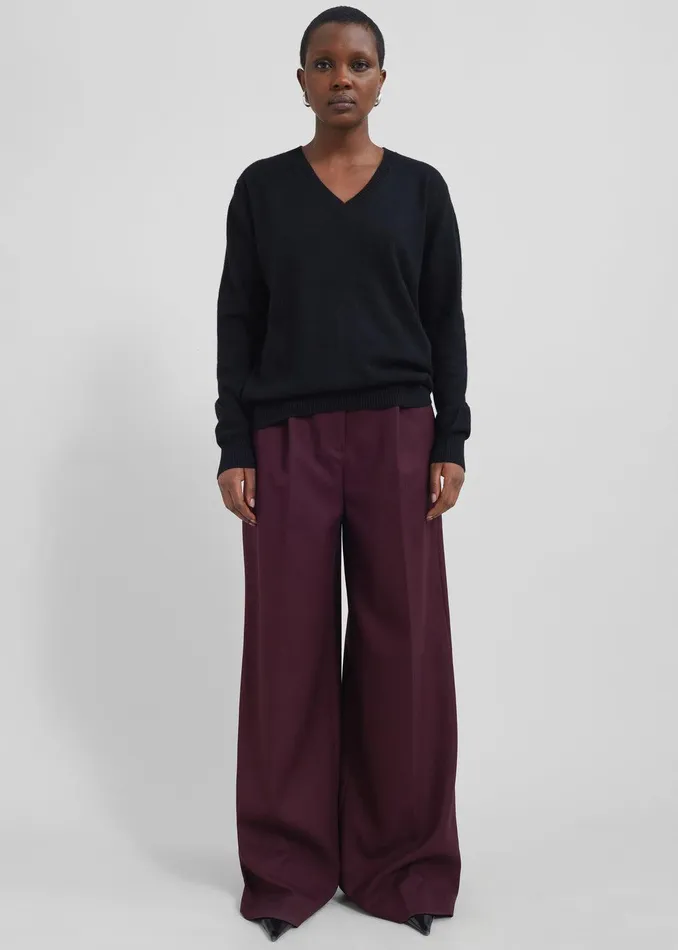 Kamila Wide Leg Trousers 8211 Burgundy Women The Frankie Shop Clothing