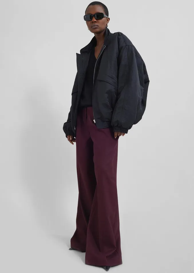 Kamila Wide Leg Trousers 8211 Burgundy Women The Frankie Shop Clothing