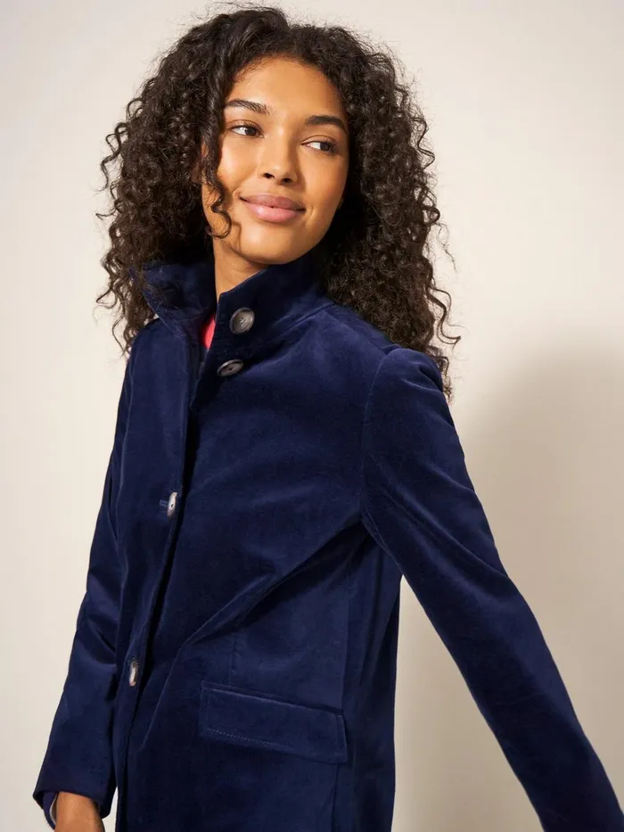 Karla Smart Velvet Coat Dark Navy Women White Stuff Coats and Jackets