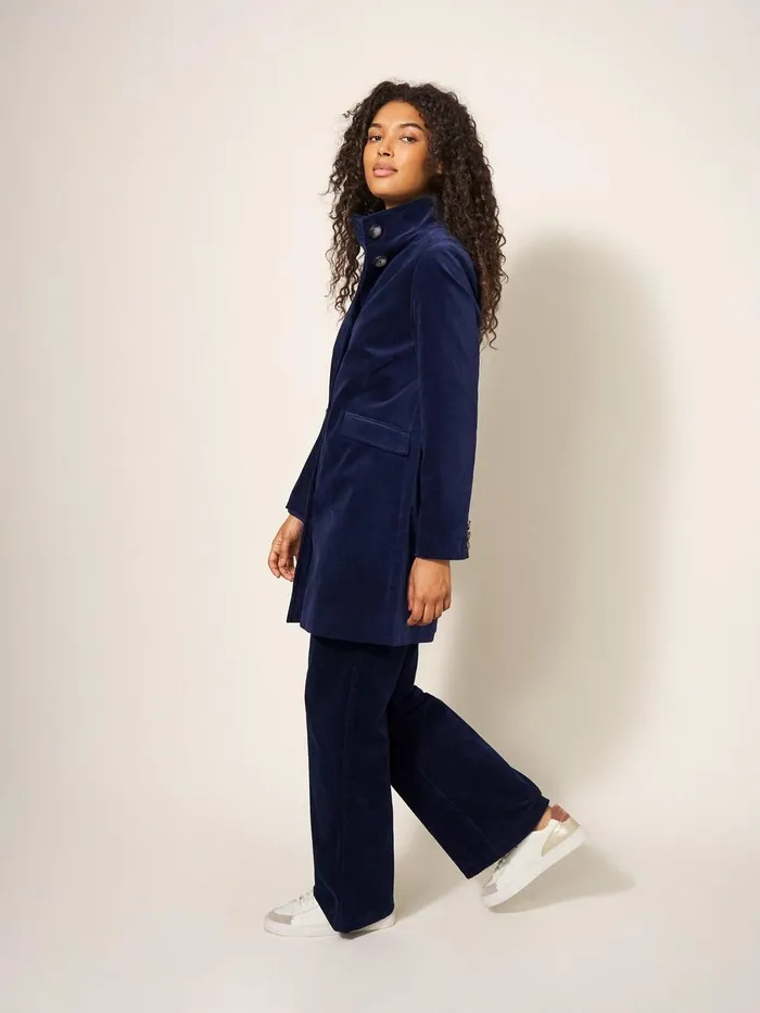 Karla Smart Velvet Coat Dark Navy Women White Stuff Coats and Jackets Karla Smart Velvet Coat Dark Navy Women White Stuff Coats and Jackets