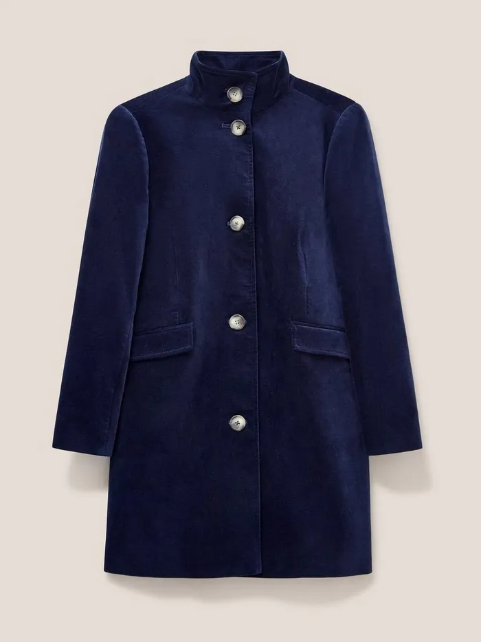 Karla Smart Velvet Coat Dark Navy Women White Stuff Coats and Jackets Karla Smart Velvet Coat Dark Navy Women White Stuff Coats and Jackets