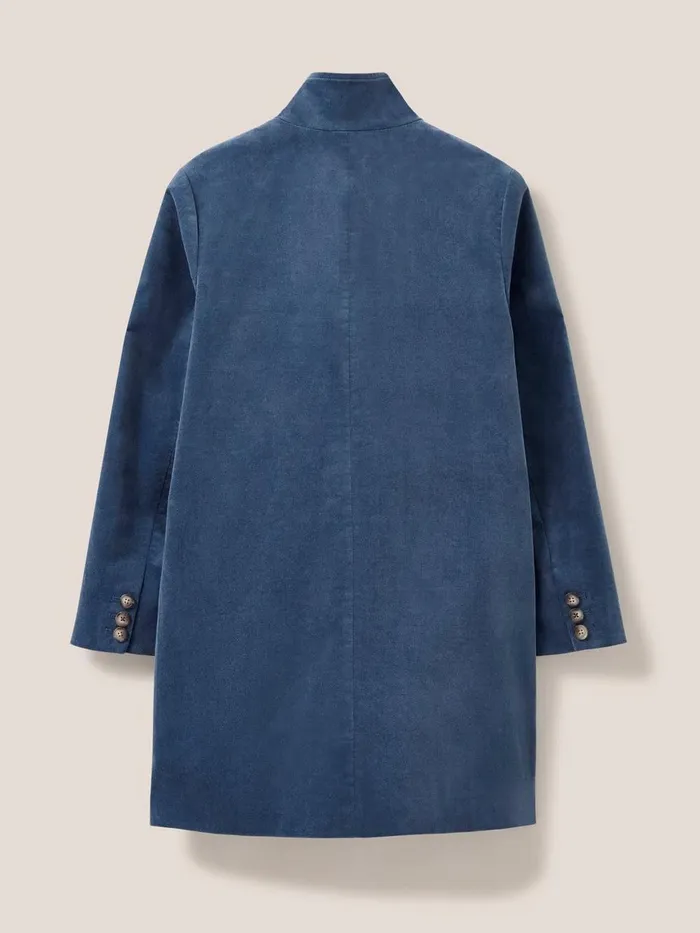 Karla Smart Velvet Coat Dusty Blue Women White Stuff Coats and Jackets Karla Smart Velvet Coat Dusty Blue Women White Stuff Coats and Jackets