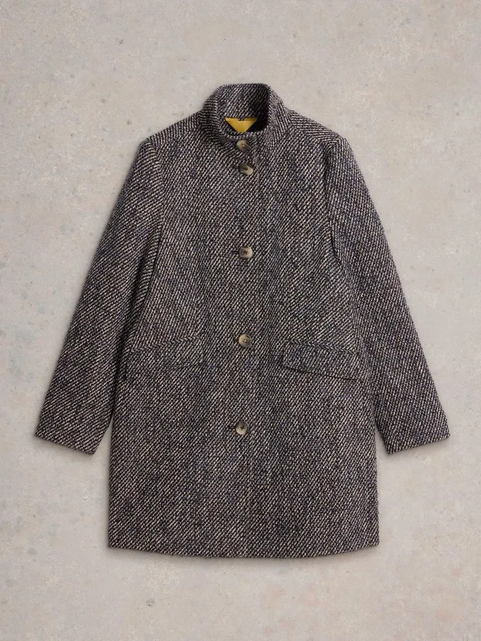 Karla Tweedy Coat Navy Multi Women White Stuff Coats and Jackets Karla Tweedy Coat Navy Multi Women White Stuff Coats and Jackets