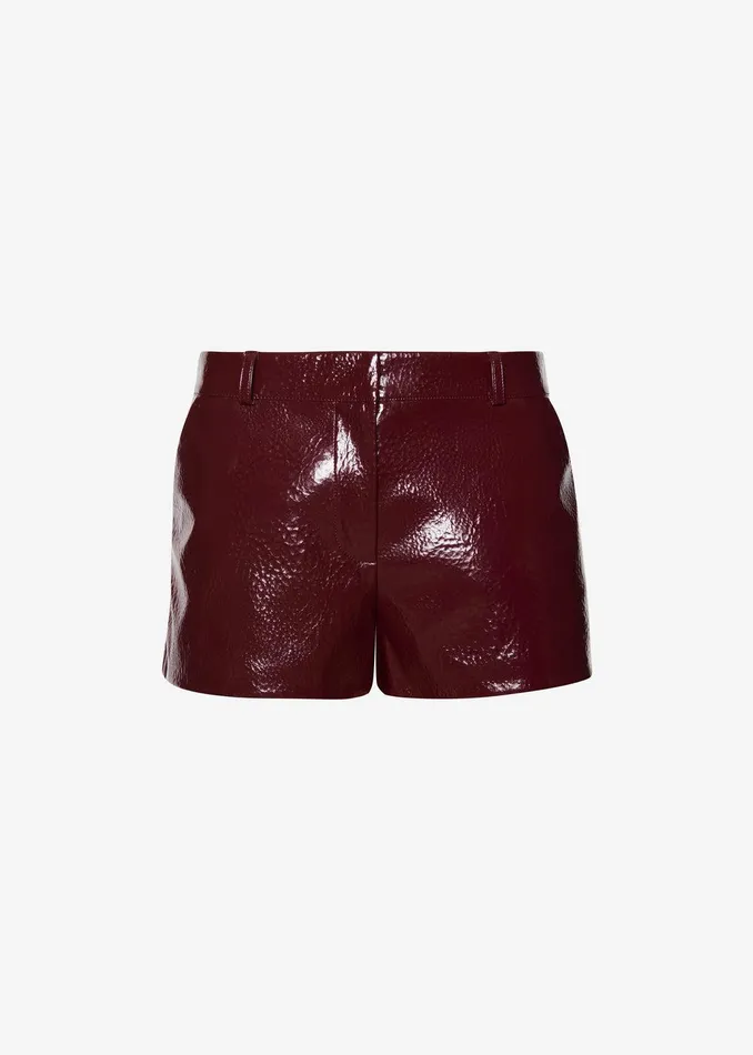 Kate Crackled Faux Leather Mini Shorts 8211 Burgundy Women The Frankie Shop Clothing