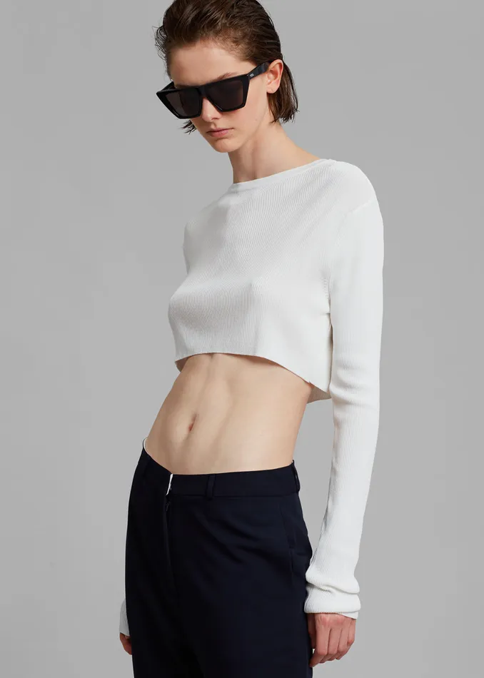 Kaz Cropped Knit Top 8211 White Women The Frankie Shop Clothing