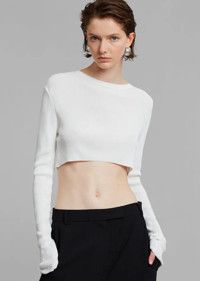Kaz Cropped Knit Top 8211 White Women The Frankie Shop Clothing